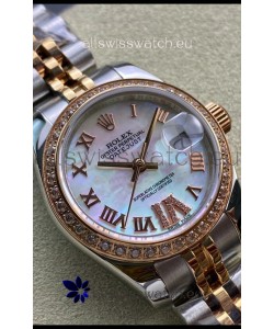 Rolex Datejust 28MM Swiss Replica in 904L Rose Gold Two Tone Case in Pearl Dial - 1:1 Mirror Replica