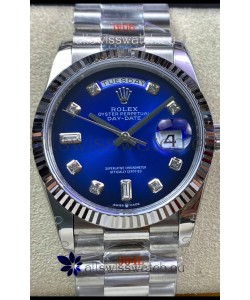 Rolex Day Date 36MM M128239-0023 904L Steel in Blue Dial 1:1 Mirror Replica