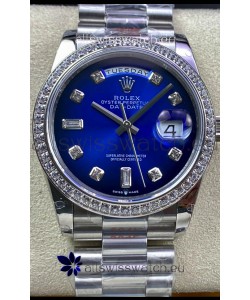 Rolex Day Date 36MM M128239-0023 904L Steel in Blue Dial 1:1 Mirror Replica