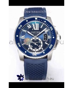 Calibre De Cartier Watch 42MM Blue Dial Steel Case - 1:1 Mirror Replica Watch