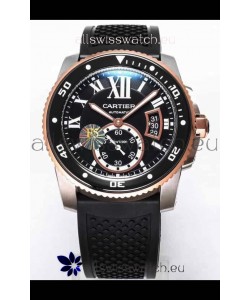 Calibre De Cartier Watch 42MM Black Dial Two Tone Steel Case - 1:1 Mirror Replica Watch