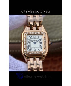 Cartier PANTHERE Edition 1:1 Mirror Swiss Watch Rose Gold White Dial - Diamonds Bezel