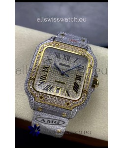 Cartier "Santos De Cartier" 904L Steel Diamonds Roman Dial 1:1 Mirror Replica - 40MM - Genuine Diamonds