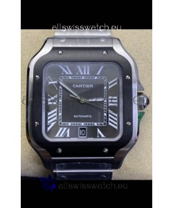 Cartier "Santos De Cartier" 904L Steel Grey Dial 1:1 Mirror Replica - 40MM Stainless Steel Watch