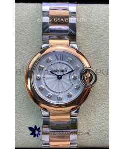 Ballon De Cartier Swiss Quartz 1:1 Mirror Quality 28MM in 2 Tone Rose Gold Casing