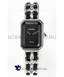 Chanel Premiere Iconic Chain Watch in Black & Steel Chains Swiss Quartz Watch