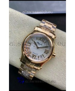 Chopard Happy Sport 1:1 Mirror Swiss Automatic Replica Watch 36MM in Rose Gold Casing White Dial