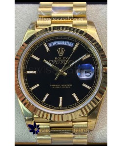 Rolex Day Date Presidential 18K Yellow Gold Watch 36MM - Black Dial 1:1 Mirror Quality