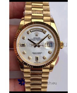 Rolex Day Date 36MM Yellow Gold M128238 in White Mother of Pearl Dial 1:1 Mirror Replica Watch