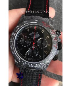 Rolex Daytona DiW Forged Cabon Casing 1:1 Mirror Replica with Nylon Strap - Full Black Dial 