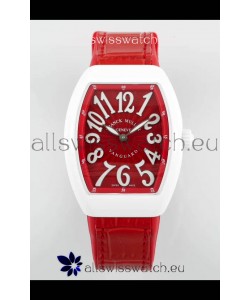 Franck Muller Vanguard Yachting V32 Ceramic Casing Red Dial/Strap Swiss Replica Watch 