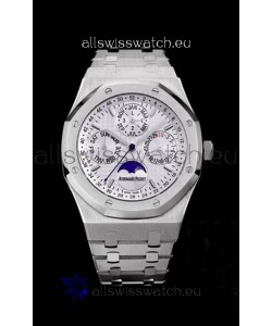 Audemars Piguet Royal Oak Perpetual Calendar Swiss Replica Steel Casing Watch in White Dial 