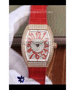 Franck Muller Vanguard Ladies 1:1 Mirror Swiss Replica Watch 32MM Wide Rose Gold Casing