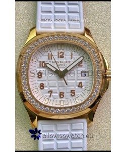 Patek Philippe Aquanaut LUCE 5072R-001 Quartz Swiss Replica Watch in Yellow Gold White Dial - 35MM