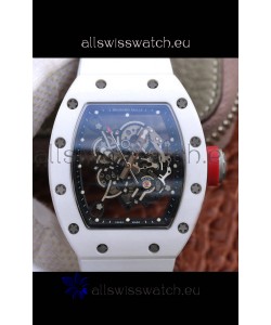 Richard Mille RM055 Ceramic Casing 1:1 Mirror Replica Watch in White Strap 