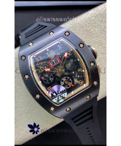 Richard Mille RM011 Felipe Massa 1:1 Mirror Quality One Piece Black Ceramic Rose Gold Watch 