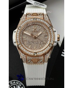 Hublot Big Bang One Click Diamonds Paved Dial Rose Gold Swiss Replica Watch 39MM