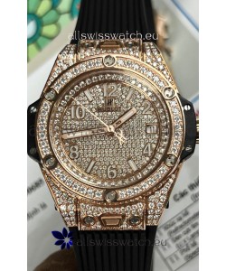 Hublot Big Bang One Click Diamonds Paved Dial Rose Gold Swiss Replica Watch 39MM