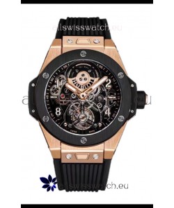 Hublot Big Bang Tourbillon Rose Gold Casing Ceramic Bezel Watch in 45MM 1:1 Mirror Replica
