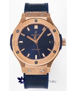 Hublot Super Clone Classic Fusion Rose Gold 38MM 1:1 Mirror Replica Watch Blue Dial