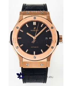 Hublot Super Clone Classic Fusion Rose Gold 42MM 1:1 Mirror Replica Watch Black Dial
