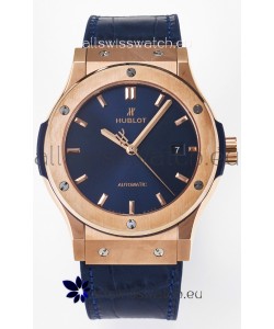 Hublot Super Clone Classic Fusion Rose Gold 42MM 1:1 Mirror Replica Watch Blue Dial