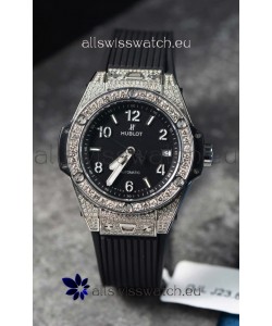 Hublot Big Bang One Click Mossanites Paved Casing Swiss Replica Watch Black Dial