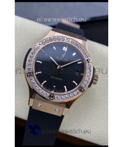 Hublot Classic Fusion 1:1 Mirror Replica Swiss Watch in Rose Gold 904L Steel Casing Black Dial 38MM