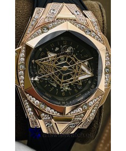 Hublot Big Bang UNICO Sang Bleu II Rose Gold Diamonds 1:1 Mirror Quality Swiss Replica Watch 