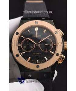 Hublot Classic Fusion Chronograph Ceramic Rose Gold Bezel Carbon Dial 1:1 Mirror Replica Watch 