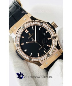 Hublot Classic Fusion Rose Gold Black Dial Swiss Replica Watch 1:1 Mirror Quality 