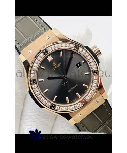 Hublot Classic Fusion Rose Gold Grey Dial Swiss Replica Watch 1:1 Mirror Quality 