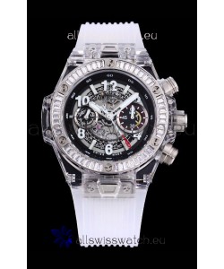 Hublot Big Bang Unico Plexiglass Casing 1:1 Mirror Edition Swiss Replica Watch White Strap