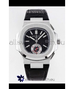 Patek Philippe Nautilus 5980/1A 904L Steel Case in Black Dial Leather Strap - 1:1 Mirror Replica