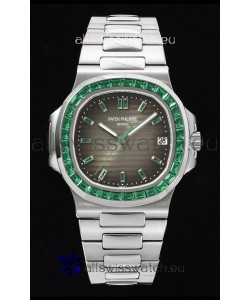 Patek Philippe Nautilus 5711 Grey Dial 1:1 Mirror Replica in 904L Steel with Rubies Bezel