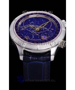 Patek Philippe 6102R Grand Compilations Handwind Swiss Replica Watch - Rugged Bezel Blue Dial
