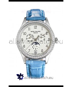 Patek Philippe Complications 4948G Annual Calendar Moonphase White Dial White Gold Swiss Replica 