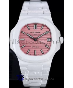 Patek Philippe Nautilus 5711 AET Remould White Ceramic Edition Pink Dial Swiss Replica Watch