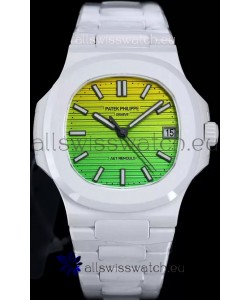 Patek Philippe Nautilus 5711 AET Remould White Ceramic Edition Gradient Yellow/Green Dial Swiss Replica Watch