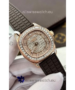 Patek Philippe Aquanaut 5062/450R-001 Rose Gold Diamonds Paved Swiss Replica Watch 