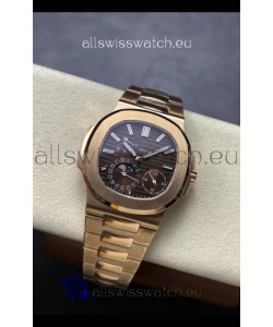 Patek Philippe Super Clone Nautilus 5712/R 1:1 Quality Watch in Brown Dial Gold Strap