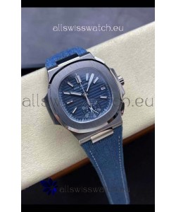 Patek Philippe Nautilus 5980/60G-001 904L Steel Case in Blue Dial Fabric Strap - 1:1 Mirror Replica