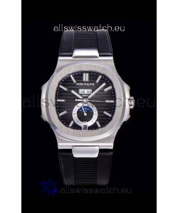 Patek Philippe Nautilus 5726A 1:1 Mirror Swiss Watch Black Dial Rubber Strap 