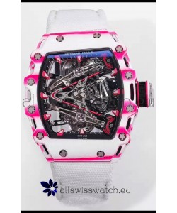 Richard Mille RM38-02 White/Pink Carbon Bubba Watson White Nylon Tourbillon Movement 1:1 Mirror Replica