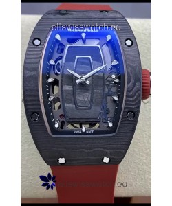 Richard Mille RM07 Black Carbon Casing Red Strap 1:1 Superclone Swiss Replica Watch 