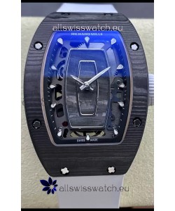 Richard Mille RM07 Black Carbon Casing White Strap 1:1 Superclone Swiss Replica Watch 
