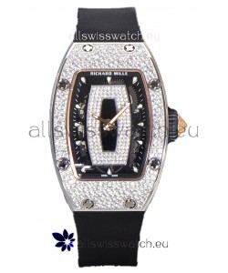 Richard Mille RM007 Diamonds Paved Black Dial 904L Steel Superclone Swiss Watch