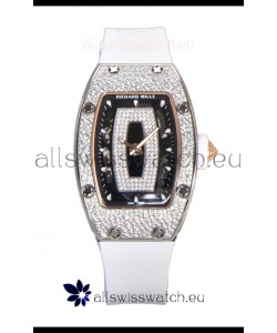 Richard Mille RM007 Diamonds Paved White Strap 904L Steel Superclone Swiss Watch