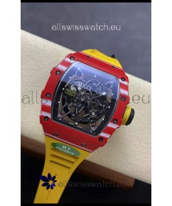Richard Mille RM35-02 Rafael Nadal Red Carbon Yellow Strap with Genuine Tourbillon Super Clone Watch