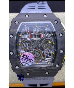 Richard Mille RM011 Felipe Massa 1:1 Mirror Black Forged Carbon Case Grey Strap